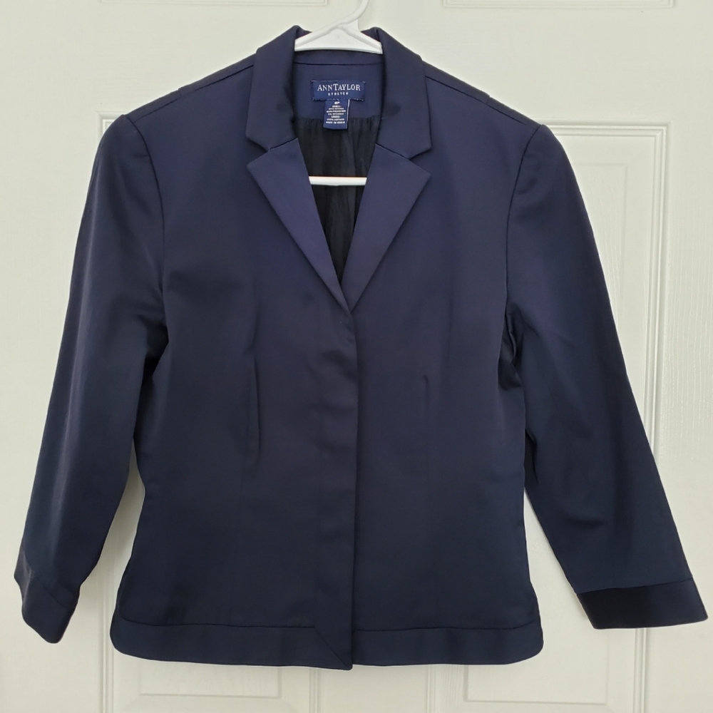 Ann Taylor Women's Blazer Suit Jacket Blue 6 P Petite Career Wear Office